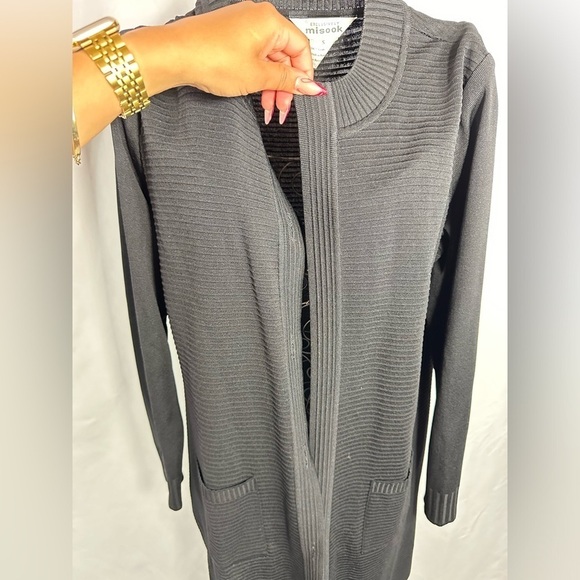 Misook black ribbed long cardigan size S - Picture 8 of 11